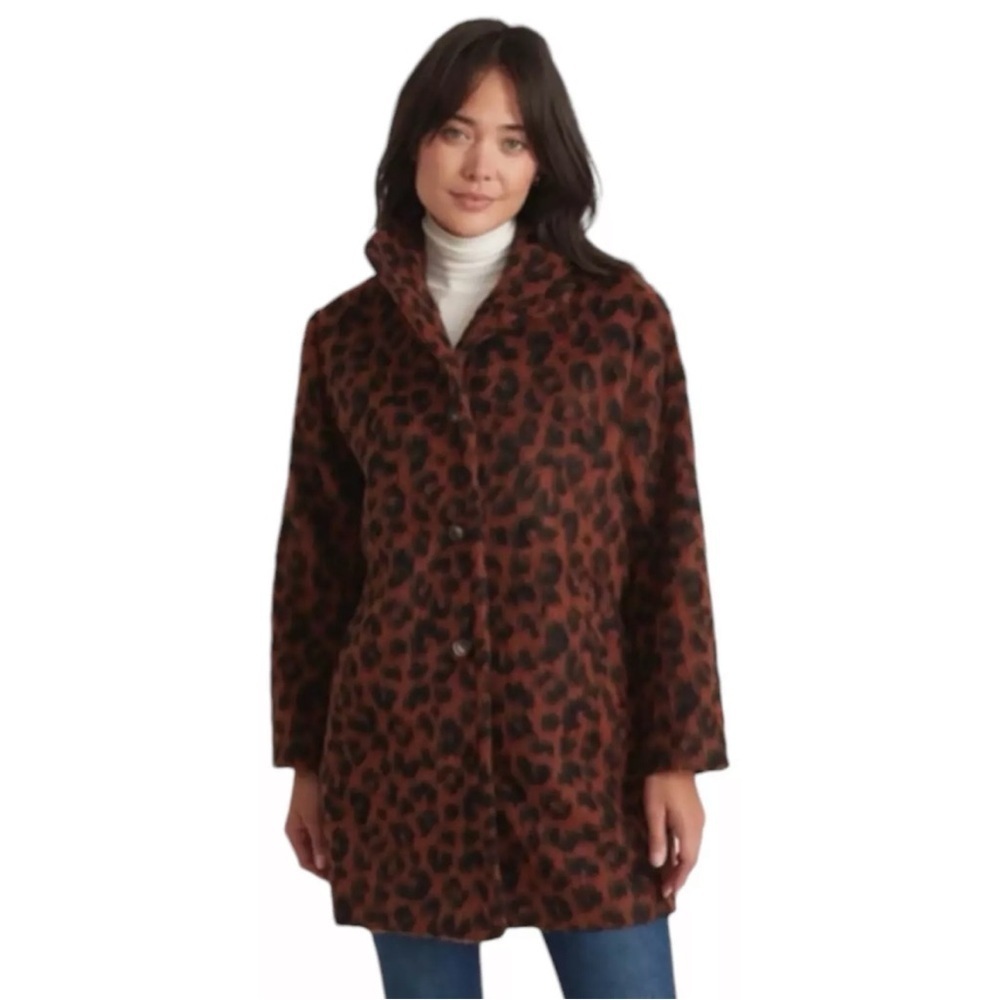NEW Marine Layer Stephanie Cocoon Coat Cheetah